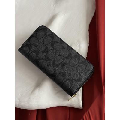Гаманець Coach Signature Accordion Zip Wallet, Коуч жіночий великий чорний