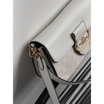 Жіноча сумка Coach Morgan біло-пудровий крос боді