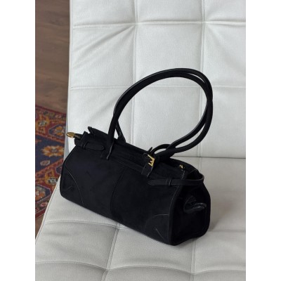 Жіноча сумка Prada Bonnie Medium Suede Shoulder Bag через плече чорний замша Прада