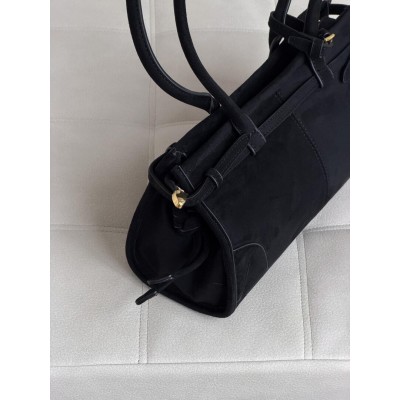 Жіноча сумка Prada Bonnie Medium Suede Shoulder Bag через плече чорний замша Прада