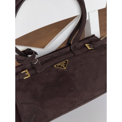 Сумка женская Prada Bonnie Medium Suede Shoulder Bag через плечо шоколадный замша Прада