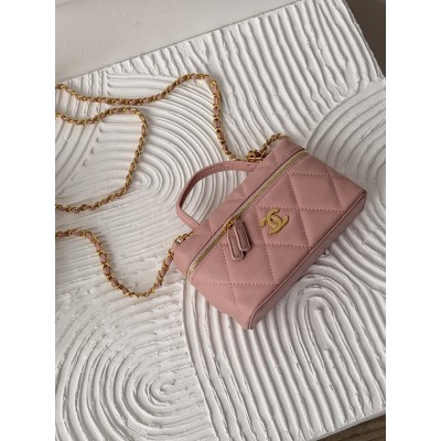 Сумка жіноча клатч Chanel Vanity with Chain класична пудровий Шанель