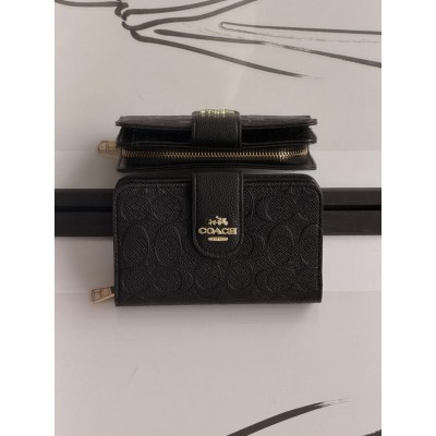 Кошелек женский Coach черный стеганый книжка LUX Коуч Кошелек женский Coach черный стеганый книжка LUX Коуч