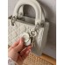 Сумка жіноча Christian Dior Lady My ABCBag через плече молочний/сірий матовий Small Діор (Premium)