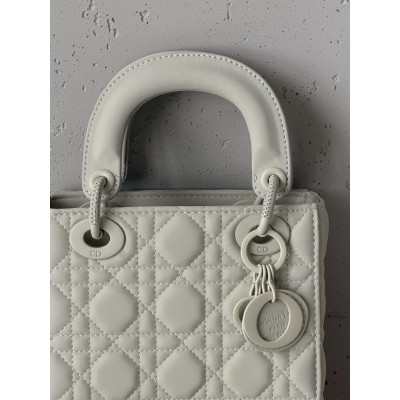 Сумка жіноча Christian Dior Lady My ABCBag через плече молочний/сірий матовий Small Діор (Premium)