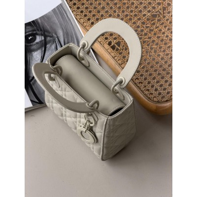 Сумка жіноча Christian Dior Lady My ABCBag через плече молочний/сірий матовий Small Діор (Premium)