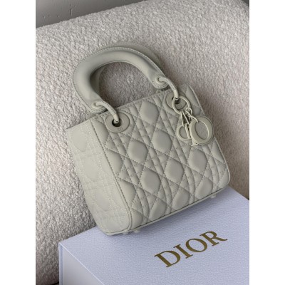 Сумка жіноча Christian Dior Lady My ABCBag через плече молочний/сірий матовий Small Діор (Premium)