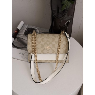 Сумка жіноча Coach Mini Klare Crossbody in Signature Canvas через плече молочно-білий Коуч