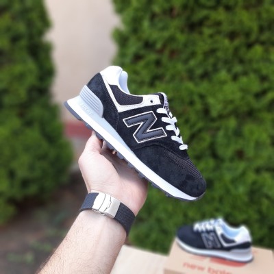 New Balance 574 черные с белым серая пятка, Размер 38