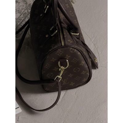 Жіноча сумка Louis Vuitton Speedy 25 барильце коричневе + шоколад через плече Луї Віттон