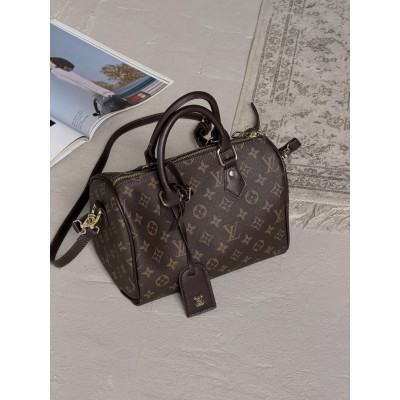 Жіноча сумка Louis Vuitton Speedy 25 барильце коричневе + шоколад через плече Луї Віттон Жіноча сумка Louis Vuitton Speedy 25 барильце коричневе + шоколад через плече Луї Віттон