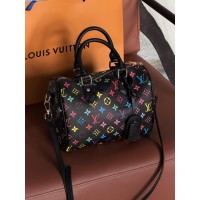 Женская сумка Louis Vuitton Speedy 25 бочонок черный моногам через плечо Луи Виттон