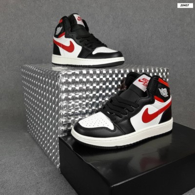 Nike Air Jordan 1 білі з чорним і червоним, Розмір 38