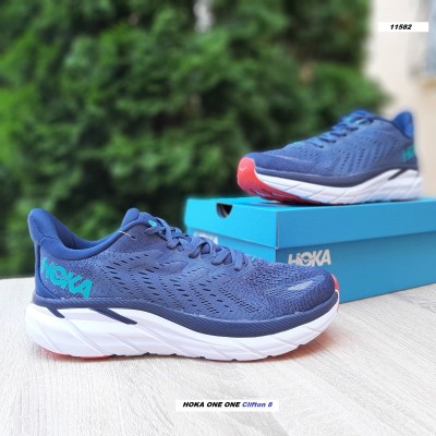 HOKA ONE ONE Clifton 8 синие с красным, Размер 45