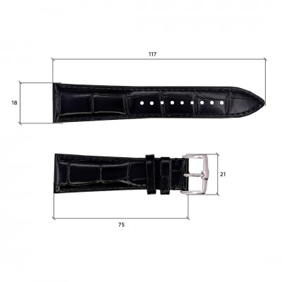Шкіряний ремінець Premium 18х16 мм. Black